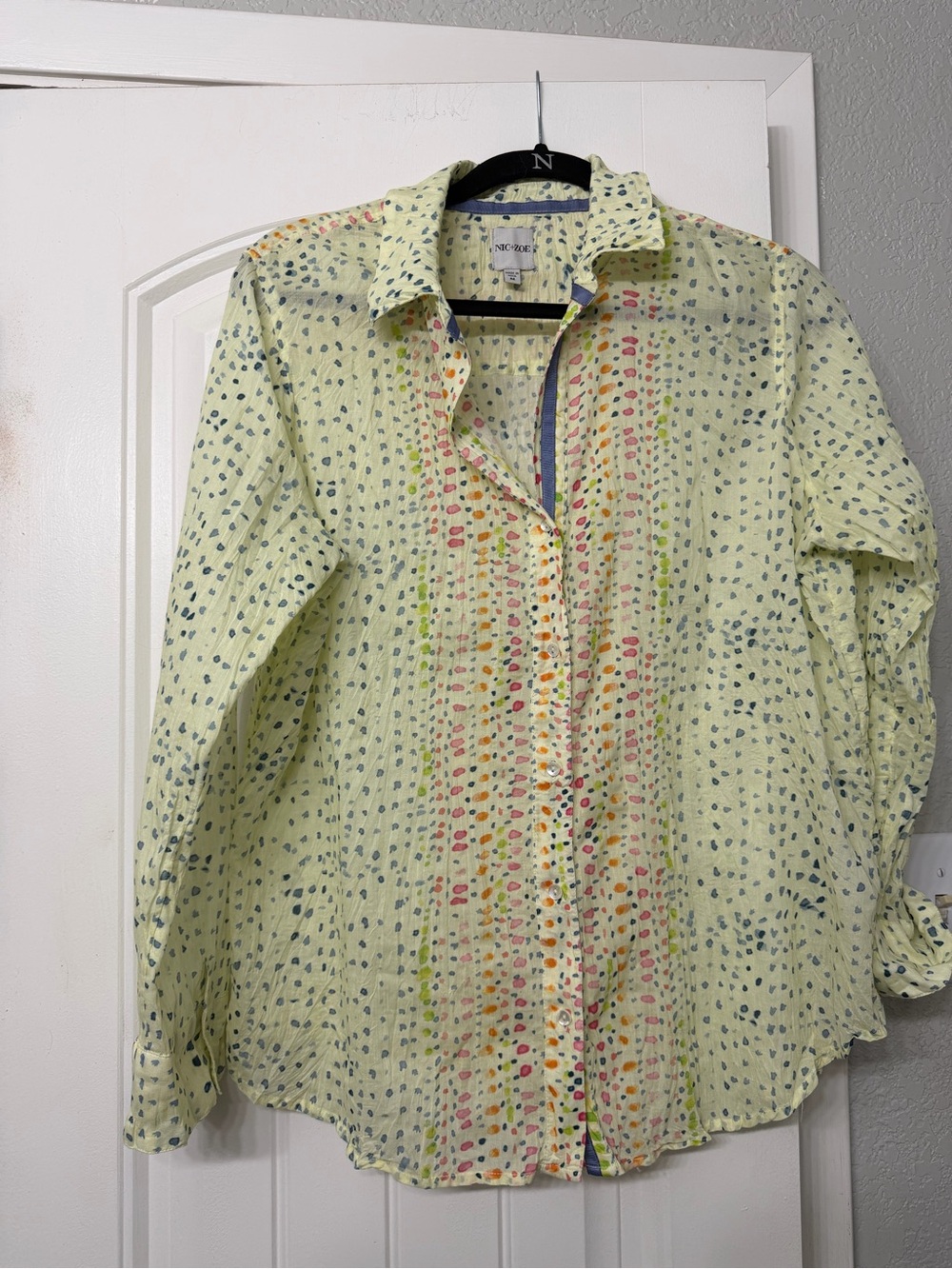 NIC+ZOE Pale Yellow Multi-Dot Button-Down Shirt